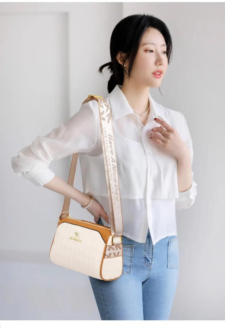 Luxury handbags women bags designer crossbody for mother soft pu leather shoulder purses handbag clutch 3 layers sac