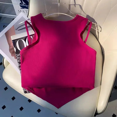 Women Knitting Irregular Tank Tops