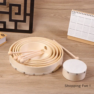 Frame Drums 4/6/7/8/9/10 Inch Hand Drum Wood Drum With Drum Stick Set Musical Game Kids Educational Toy Percussion Instrument-B2