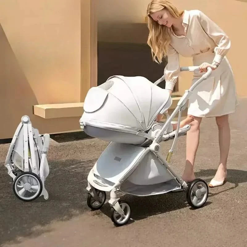 Portable Foldable Baby Stroller, High View Two-way Baby Stroller, Lightweight Travel Baby Stroller,  Adjustable Backrest