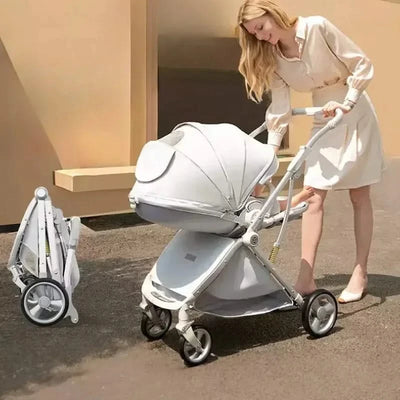 Portable Foldable Baby Stroller, High View Two-way Baby Stroller, Lightweight Travel Baby Stroller,  Adjustable Backrest
