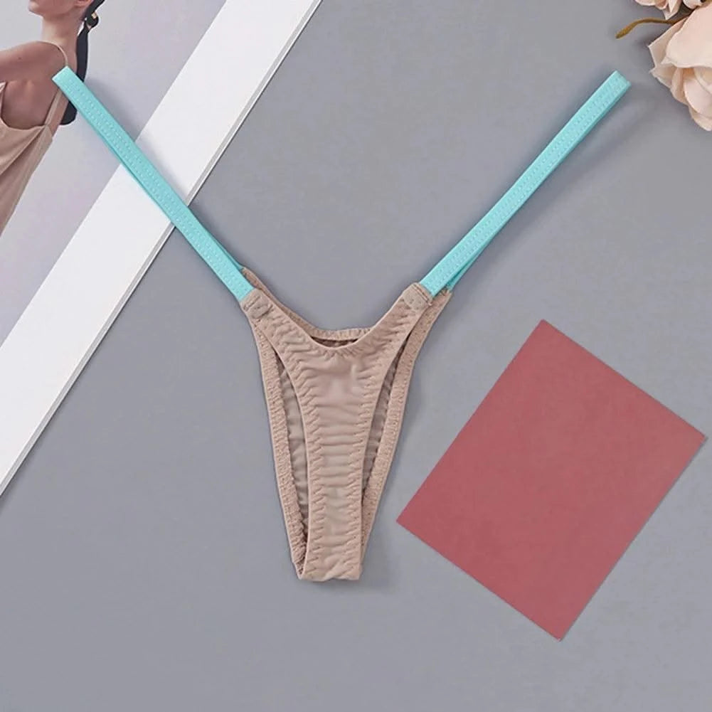 Womens Soft T-Back Sexy Underwear Breathable T-Pants Thin Straps Low Waist Multicolor Stitching Sexy Lingerie Pack Women Thongs