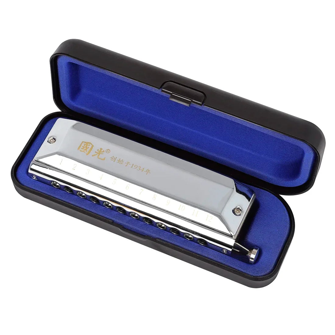 Professional Silver Chromatic Harmonica｜12-Hole 48 Tones w/Stainless Cover｜Guoguang Voice-Optimized｜Home Use for All Ages 🎶