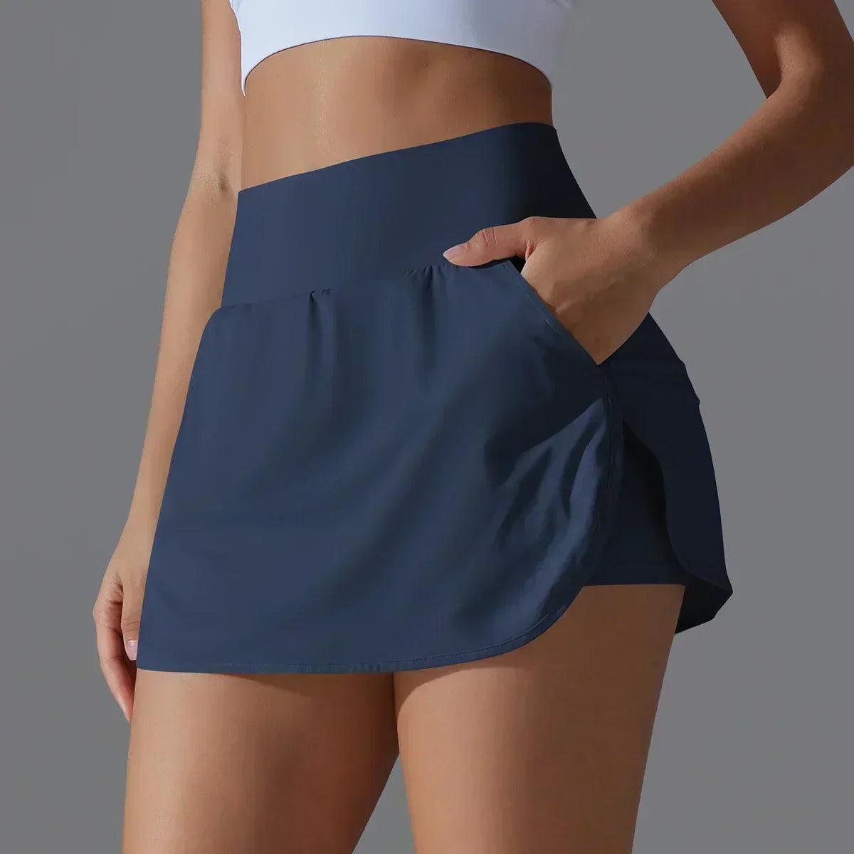 Women gym running shorts double deck quick dry sport fitness jogging workout with pocket sports tight short