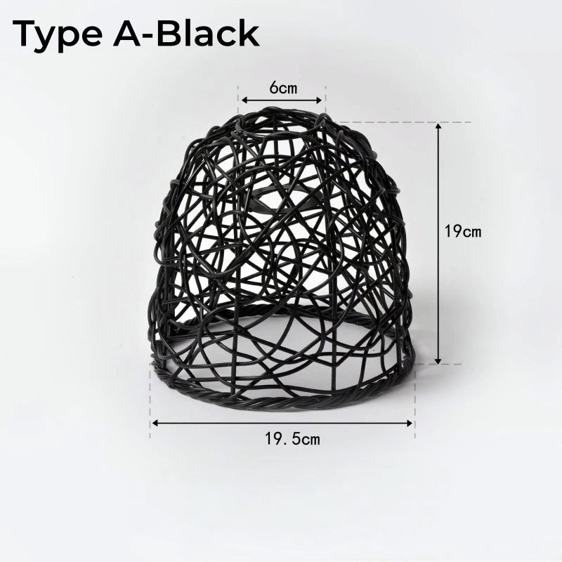 Woven Lantern LED  Hanging Light Lampshade Simulated Rattan Ceiling Pendant Lamp Shade Bedroom Dining Room Chandelier Lamp Cover