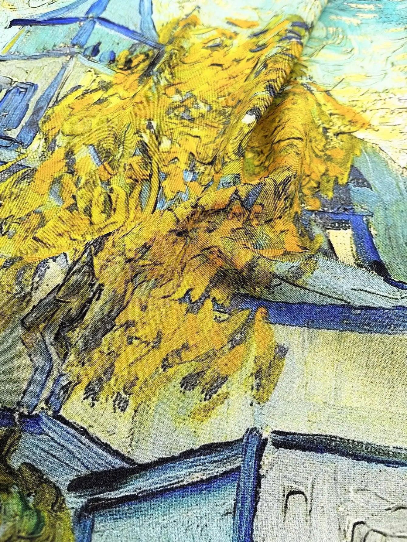 Floral art style oil painting designer scarves women 90cm