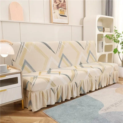 1/2/3Seater Sofa Bed Cover with Elastic Printing Seat Cover Armless Sofa Bed Cover Sofa Covers for Living Room Home Decor