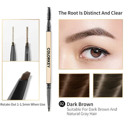 Colorkey Eyebrow Cosmetics Pencil Waterproof Double-headed Brows Liner Definition Natural Long Lasting Makeup Paint