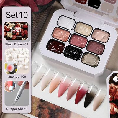 UR SUGAR 4 In 1 Pat Painting Gel Nail Polish Set 9 Colors Semi Permanent Soak Off UV LED Nails With Sponge Gradient For Nail DIY