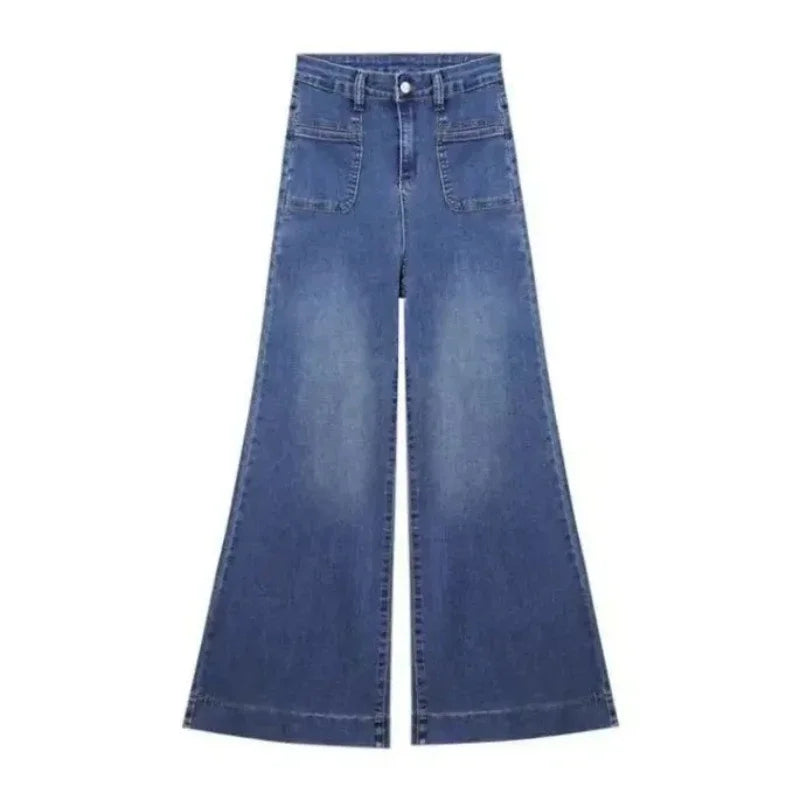 Casual Wide Leg Jeans Women Denim Pants Vintage Denim Trousers Autumn Spring Fashion Female Bllue Straight Jeans Wide Leg Pants