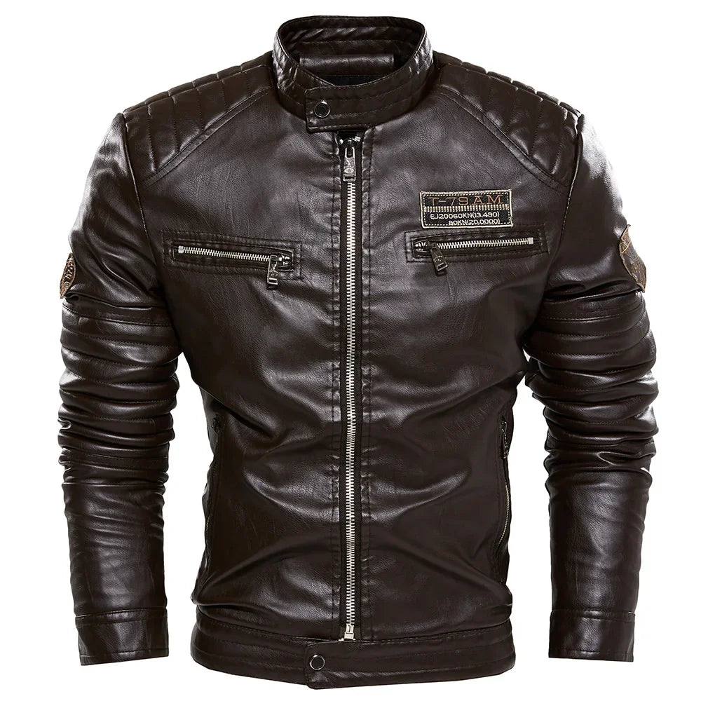 Men Outerwear Leather Moto Jacket Trend Brand Men's New Clothing Men Fashion Leather Jacket Streetwear Blazer Casual Jackets