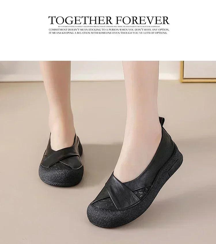 Authentic anti skid slip on leather flat shoes ladies shallow loafers woman comfy soft moccasin