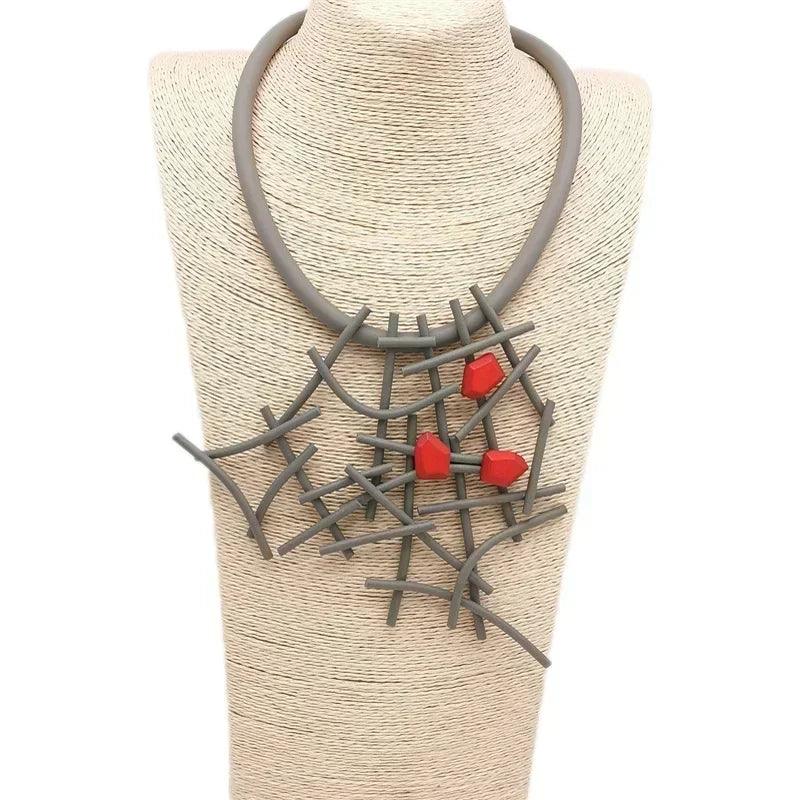 Fashion designer luxury necklaces women handmade gothic pendant necklace rubber jewelry wooden accessories statement