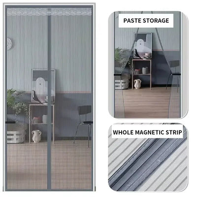 Magic Mesh Magnetic Screen Door - Reinforced Polyester Mosquito Net Curtain, Auto-Close Insect Proof & Dustproof, No Drill