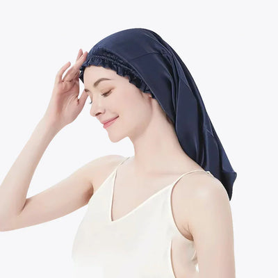 100% Pure Mulberry Silk Bonnet Sleep Hair Cap Long Bonnets Hair Wrap Adjustable Straps for Long Curly Hair Braid 19 Momme