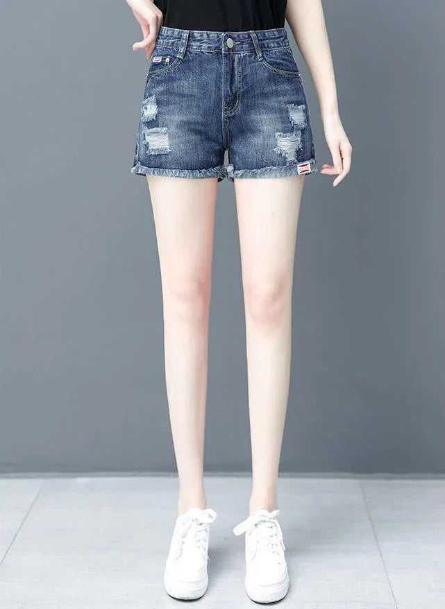 Women's Denim Shorts Ripped Boxer High Waist Female Short Jeans Pants Cheap Offer Aesthetic Hot Kpop Harajuku Fashion Stretchy