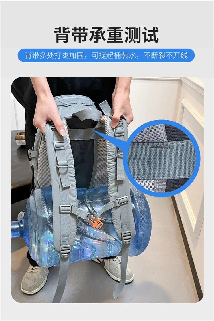 Fashionable and Wear-Resistant Outdoor Travel Backpack, Black and Red Contrasting Color Large-Capacity Mountaineering Bag with Waterproof Cover