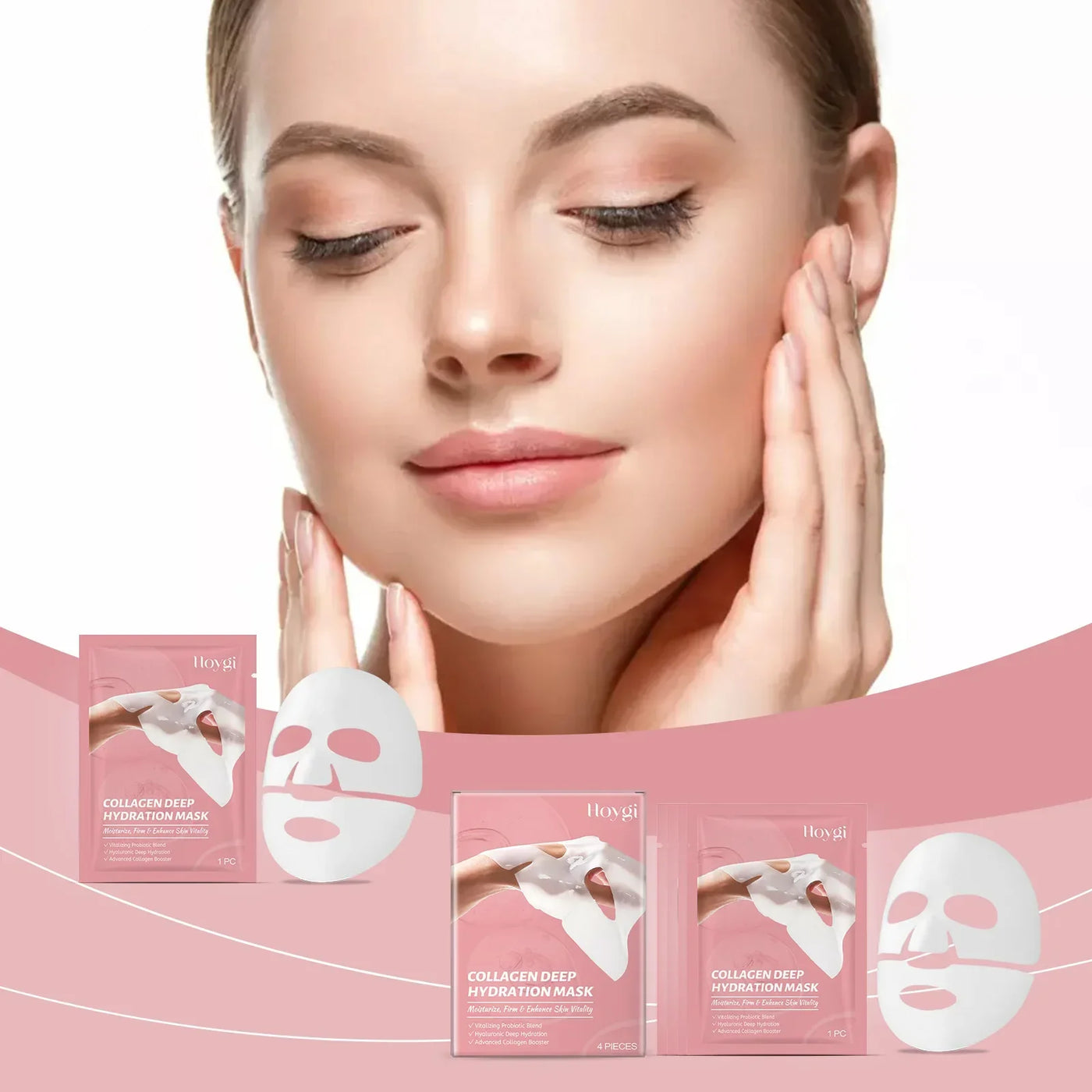 Collagen Face Mask Anti Aging Firming Moisturizing Refreshing Shrink Pore Brightening Overnight Mask Hyaluronic Acid Facial Mask