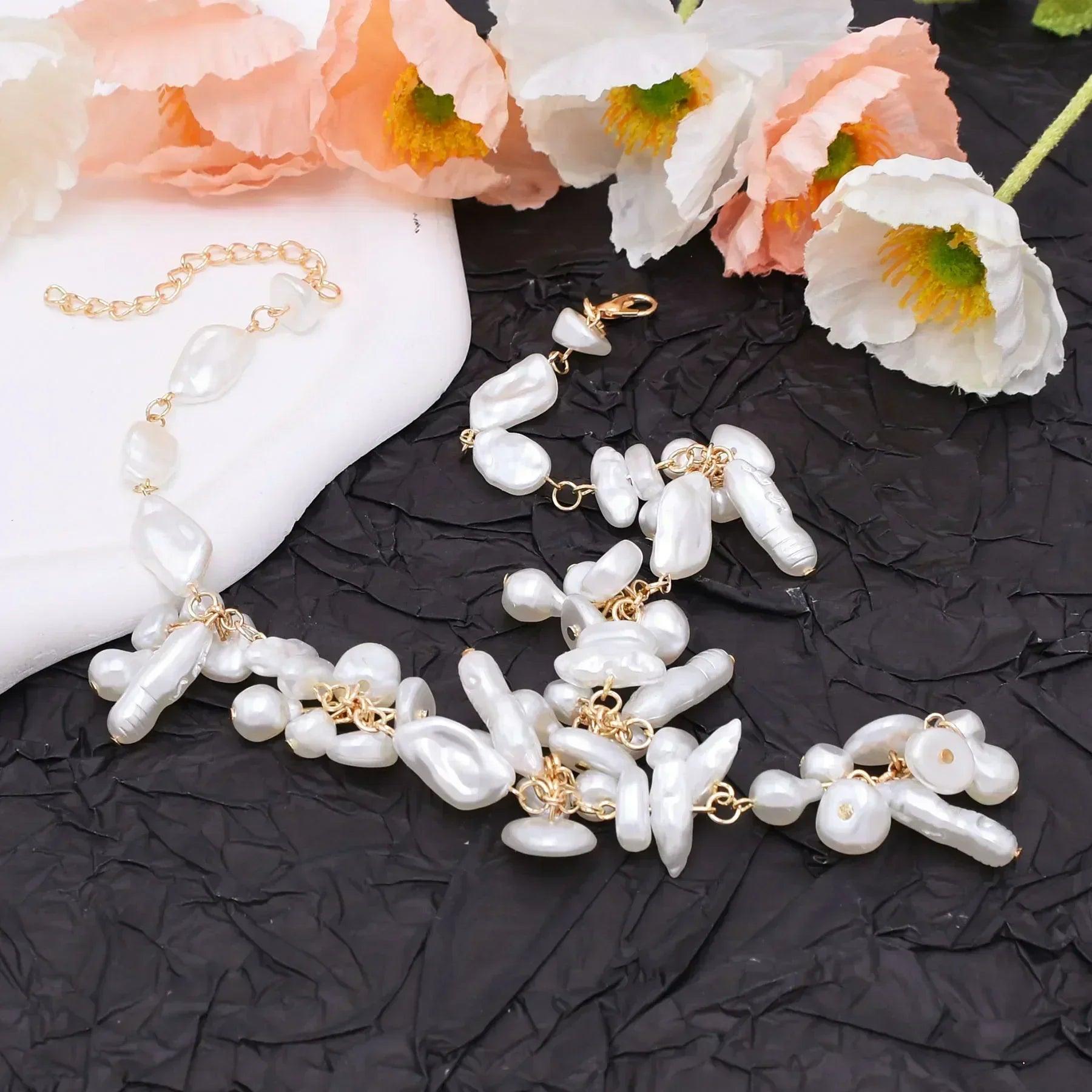 Luxury baroque irregularity pearl necklace double layered jewelry for women fashionable long chain dress female