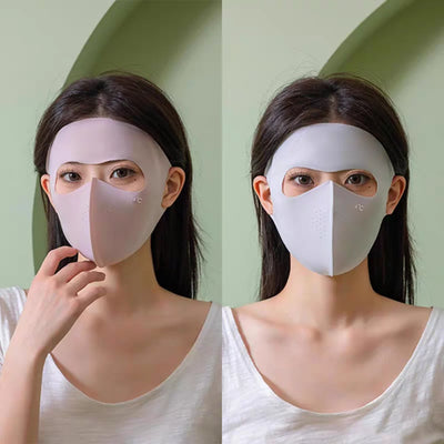 Polyester UPF50+ Sunscreen Mask Traceless Small Hole Ice Silk Face Clothing Thin Quick Drying UV Protection Mask Women