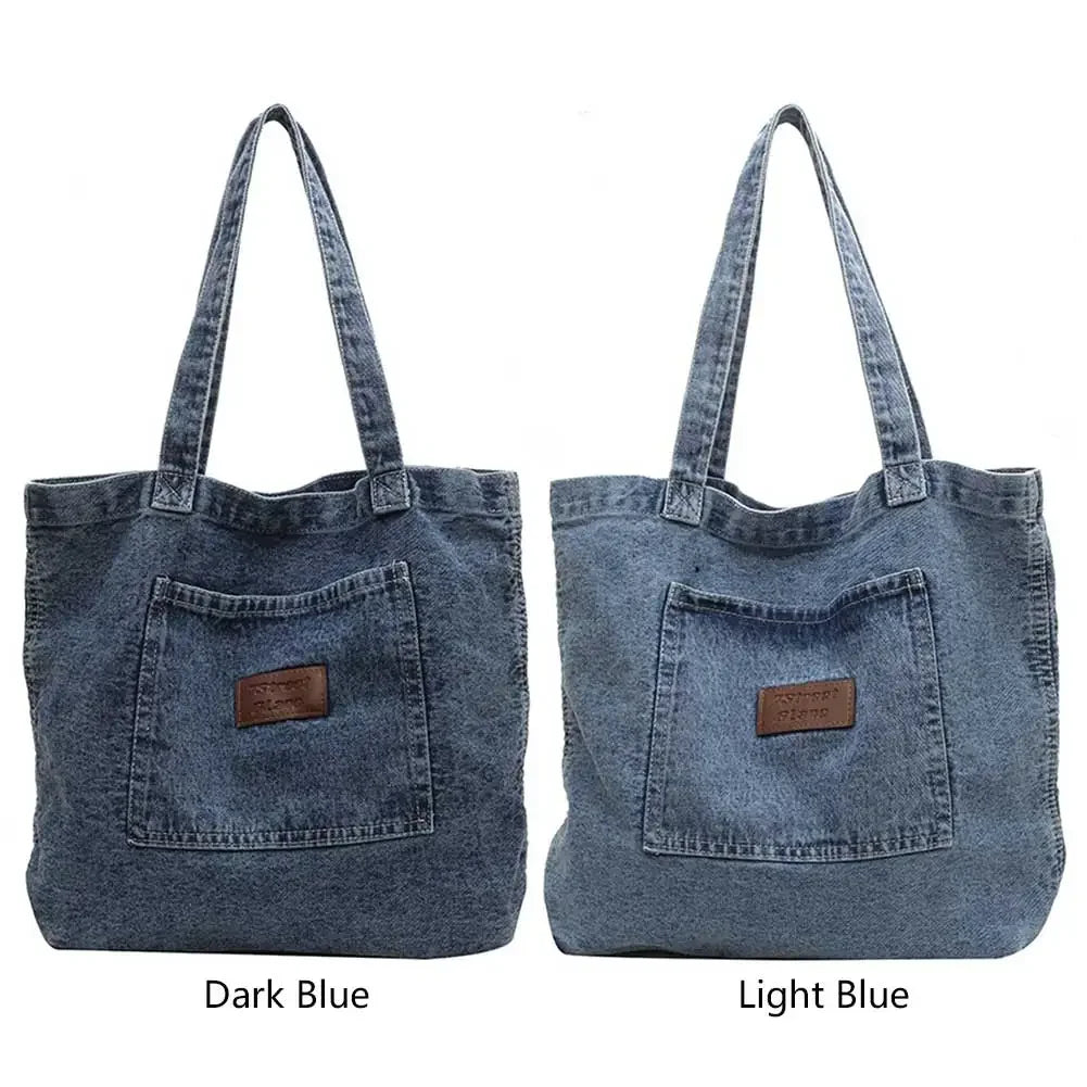 Women Shoulder Bag Luxury Designer Denim Handbag Fashionalbe Clutch Bag Vintage Simple Female Commuter Handbag for Office Travel