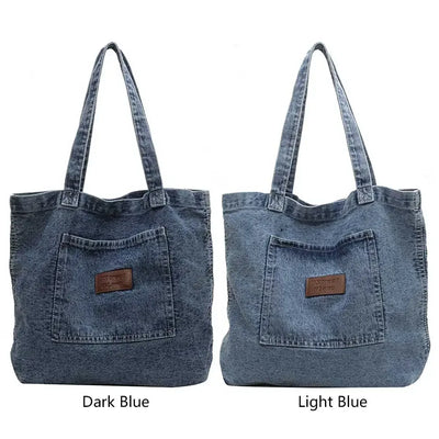 Women Shoulder Bag Luxury Designer Denim Handbag Fashionalbe Clutch Bag Vintage Simple Female Commuter Handbag for Office Travel