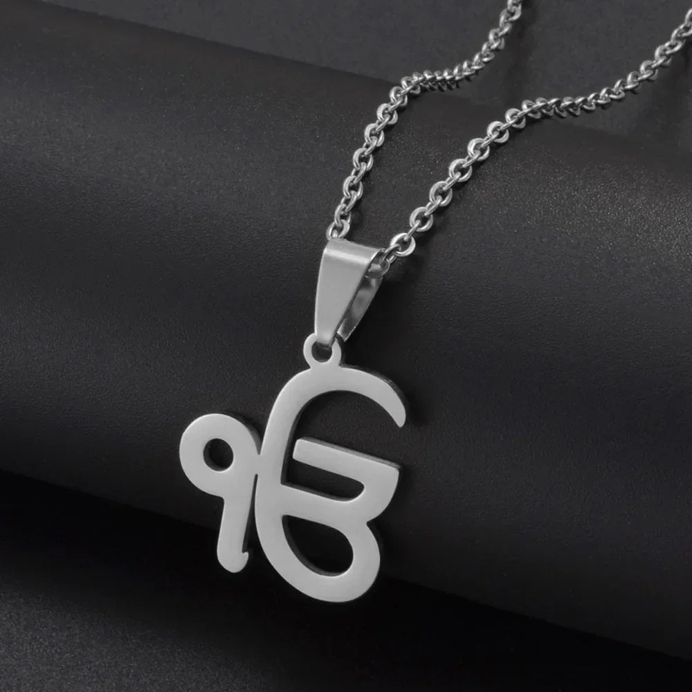 Anniyo 45CM Ik Onkar Chain Sikhism Symbol Religion Khanda Pendant Necklaces Sikkhi Sikh Punjab Jewelry @327621