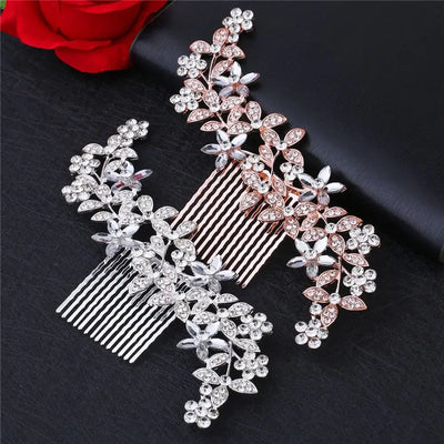 Elegant Floral Wedding Hair Accessories Women Flower Pearl Hair Comb Hairclip Diamond Hairpin Fashion Jewelry