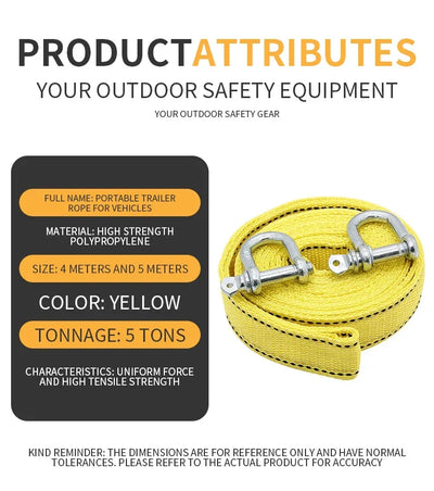 Car Trailer Rope Off road Pulling Rope 5-ton 4M 5M Trailer with Rescue Pulling Rope Steel Wire Rope Thickened Special