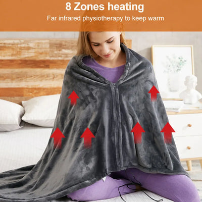 Household & Office 8 Heated Areas USB Heated Blanket 3 Heating Levels Fleece Heated Blanket Portable Body Warmer Blanket