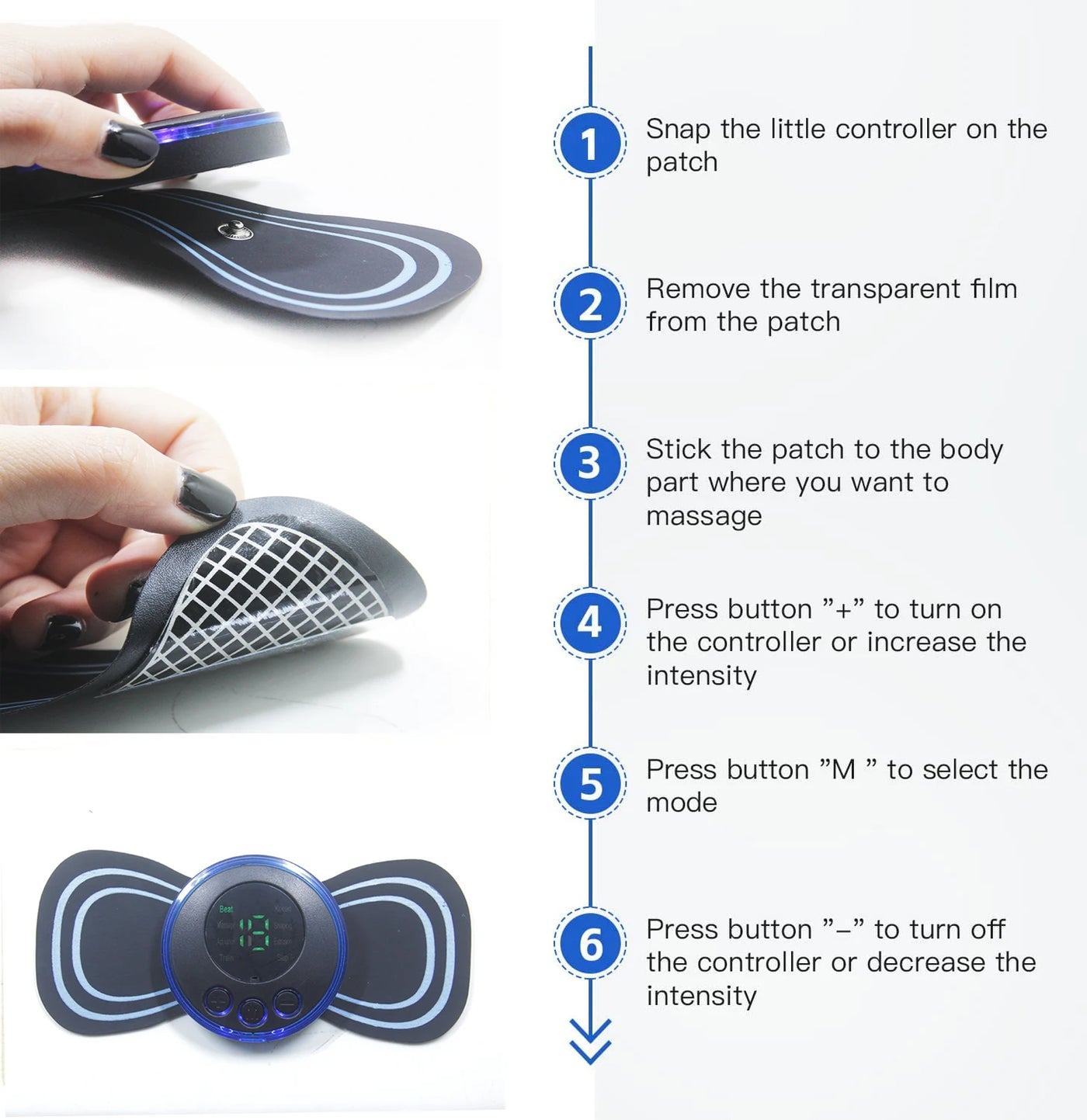 Intelligent Massage Foot Pad Cervical Neck Massager Patch Multi-Stage Adjustable Muscle Massager Combination Set