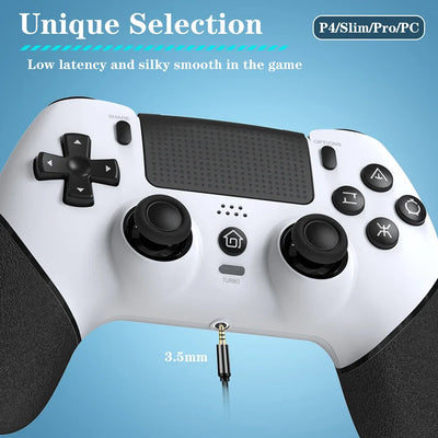 Wireless Gaming Controller 6 Axis Gyro Bluetooth Console Controller Macros Turbo Dual Vibration Hall Effect Joystick for PS4