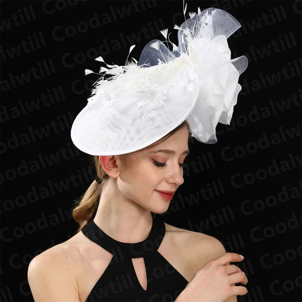 Royal Ascot Big Fascinator Derby Hat Women Kentucky Derby Headpiece Flower Wedding Fascinators Hats Hair Clip Ladies Chapeau