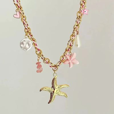 Handmade Scarf Choker Necklace for Women Girls New Fashion Fish Baroque Pearl Pendant Necklace Bohemian Vacation Necklace Gifts