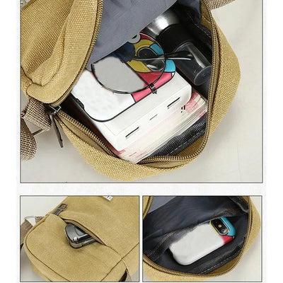 Men's Fashion Canvas Small Bag Casual Men Mini Handbags Male Crossbody Shoulder Messenger Bags For Men Business Sidebag