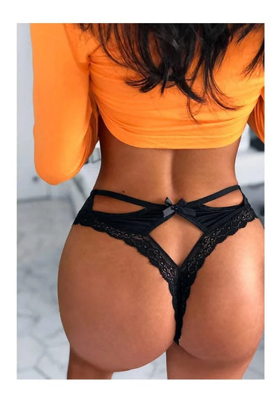 Thong women's underwear ice silk sexy lace cross belt light luxury low waist T pants sexy hollow temptation thong women