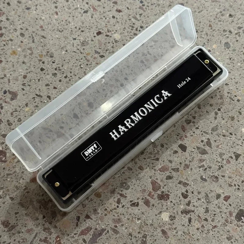 24 Hole Metal Harmonica Children's Early Education Instrument Self-learning Introductory Chromatic Color Double Row Harmonica
