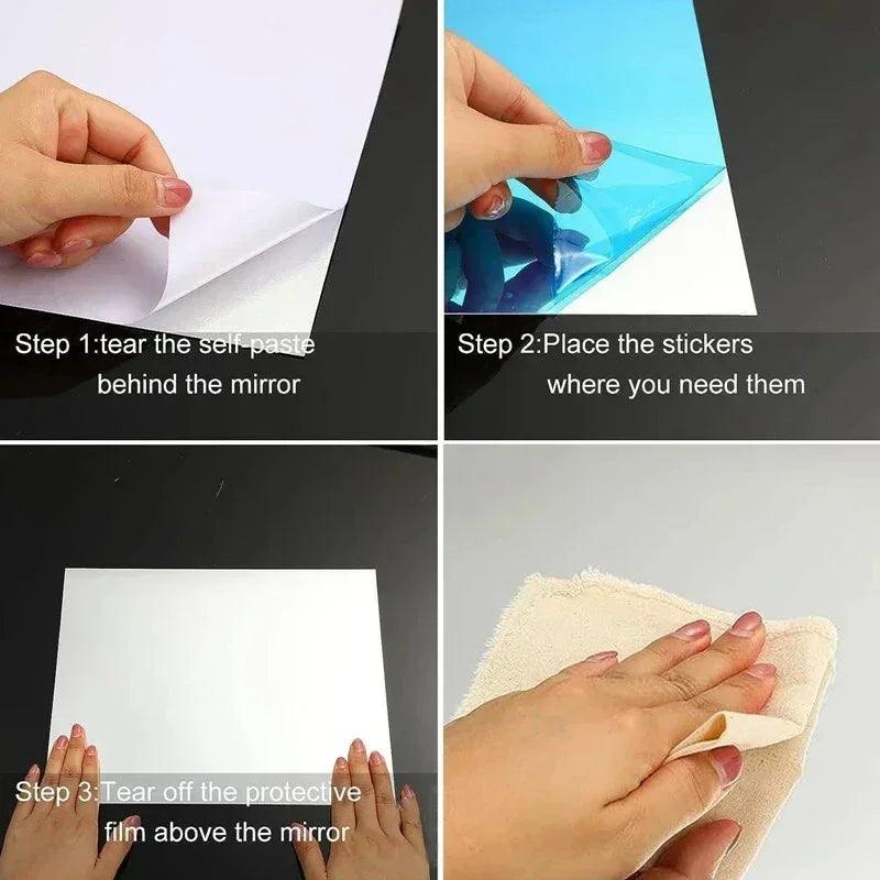 Mirror wall sticker 15cm self adhesive decal diy mirror stickers 3d for home living room bedroom decor