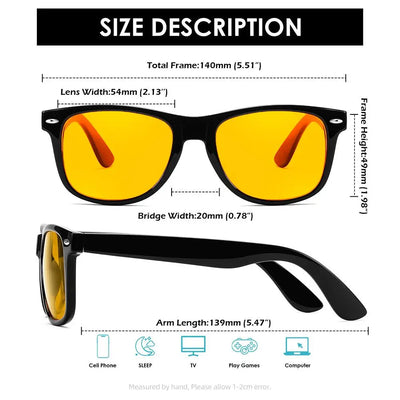 Blue Light Blocking Glasses Better Sleep Men Women Office Computer Reading Eyeglasses Yellow Lens Filter TR90 Glasses for Gaming