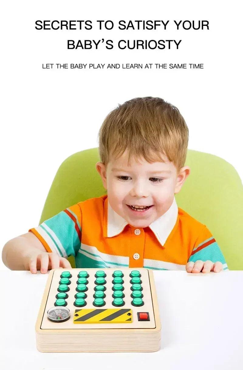 Montessori busy board sensory toys wooden with led light switch control travel activities children games for 2-4 years