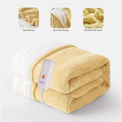 Heated Blanket Electric Throw 50''X60''-Soft Silky Plush Electric Blanket with 4 Heating Level & 3 Hour Auto Off Heating Blanket