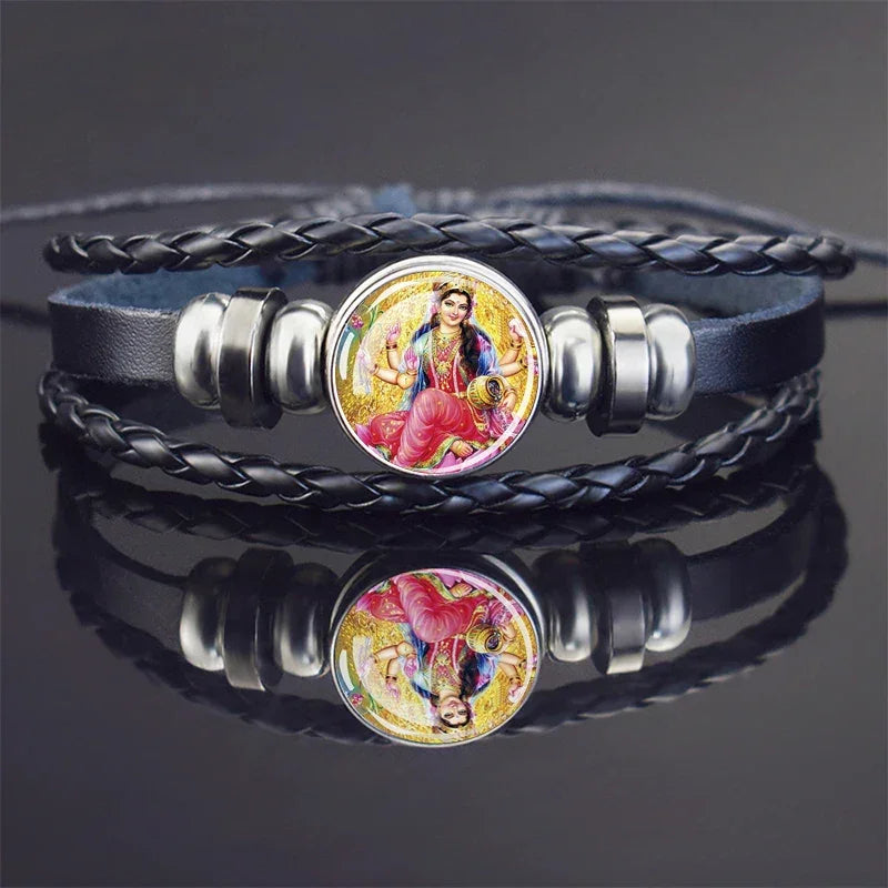 Hinduism God Bracelets Ganesha Vishnu Shiva Amulet Bracelet for Men Women Goddess of Kashmi Wealth Bangle India Buddhism Jewelry