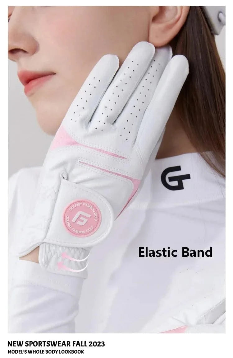 Golfist 1 Pair Golf Gloves For Women Left Hand Right Hand Gloves Ladies Breathable Soft Leather Mittens Anti Slip Sports Aids