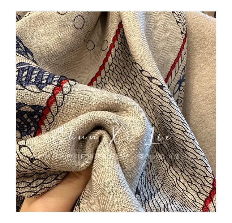 Designer silk wool scarf women large edge shawls square bandanas top accessories neck accessory