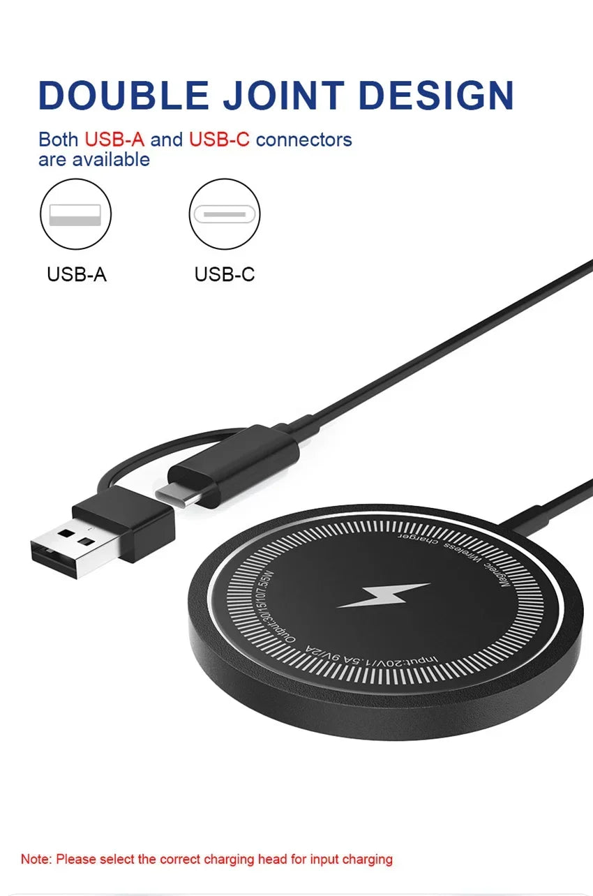 Magnetic Wireless Charger Fast Charging Pad Stand for iPhone 16 15 14 13 12Pro Max Airpods PD USB A Phone Chargers Dock Station