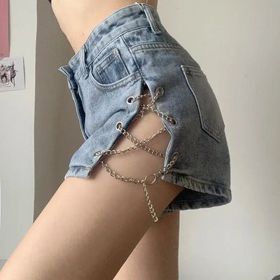 Short Pants for Woman To Wear Sexy Mini Women's Shorts Jeans Denim Biker Clothes Design Outfits Aesthetic Korean Style Elasticty