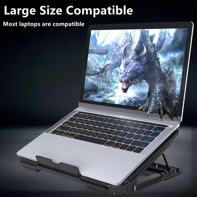 USB Gaming Laptop Cooling Pad with Adjustable Bracket - Blue Led Fan Display, Compatible with 11-17inch Laptop, Durable Structure Suitable for High Performance Games and Multiple Tasks, Notebook Cooler, Multi-Ask Accessories,