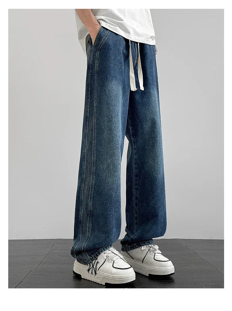 Men's denim pants American retro straight leg jeans loose and breathable suitable for daily casual street men's essential items