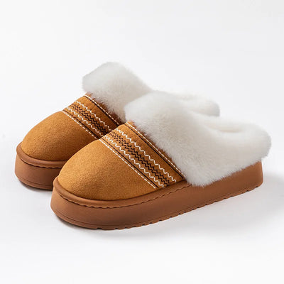 2025 New Women's Plush Slippers Indoor Warm Thick Bottom Home Slippers Fashionable Comfortable Non slip Cotton Drag