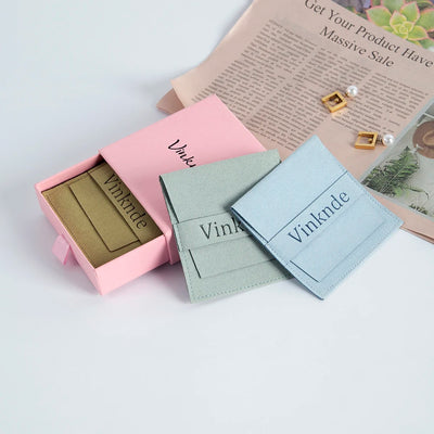 Custom Logo Luxurious Jewellery Packaging Pouch Printed Cardboard Drawer Box Fashion Jewelry Rings Packaging Box With Suede Bag